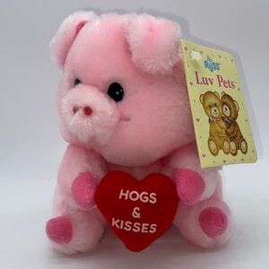 Russ Berrie Luv Pets Pink Plush Pig Piggles Hogs & Kisses Heart 5.5 inches
